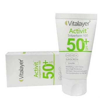 کرم ضدآفتاب ویتالیر پوست چرب بی رنگ اکتی ویت SPF50 